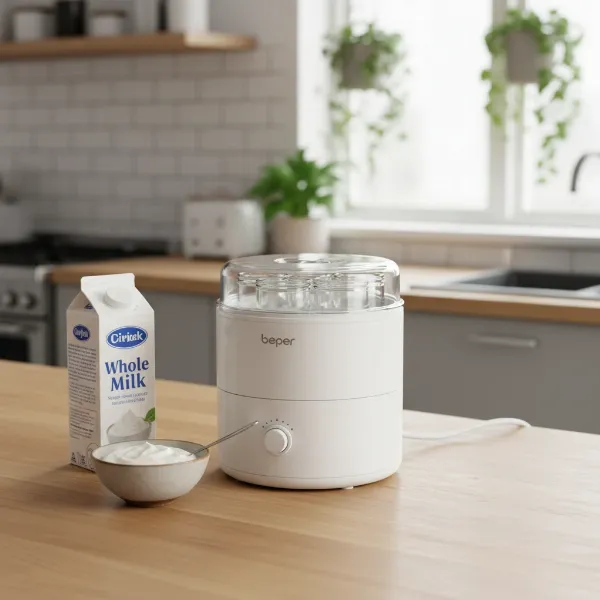 Beper yogurt maker in a modern kitchen, ready to make homemade creamy yogurt.